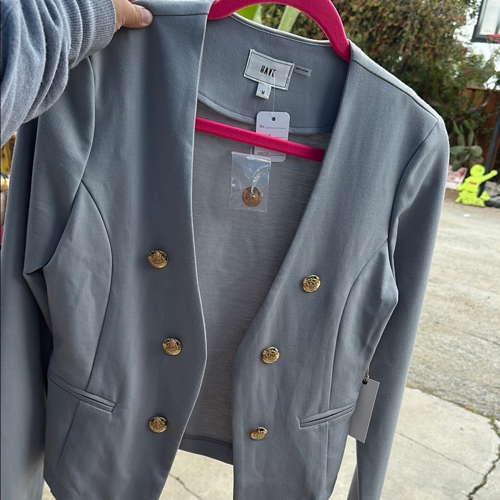 NAK Gray Tailored Blazer Professional Suit Jacket